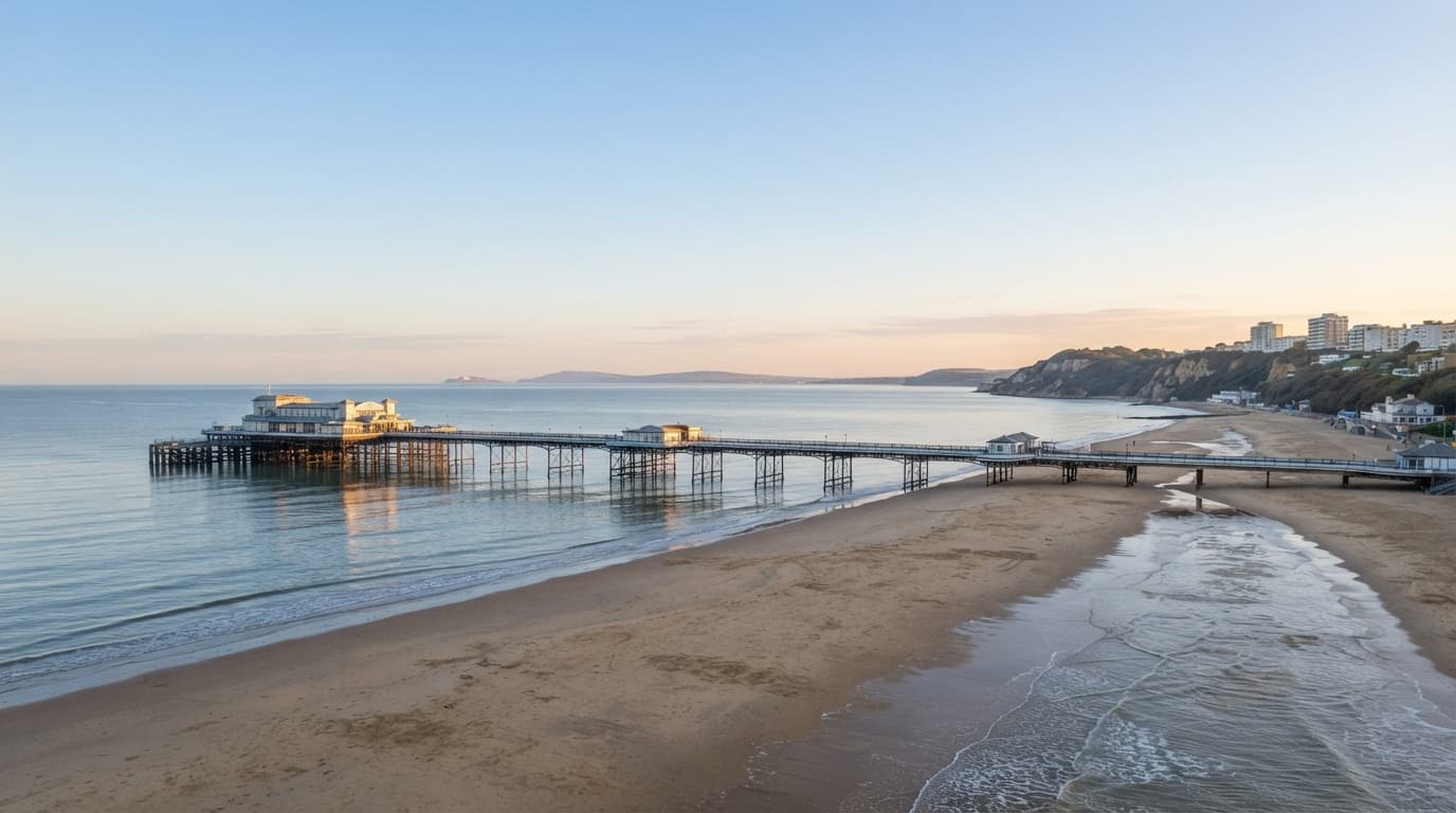 Bournemouth beach and Victorian pier, the backdrop for local man and van removals across Bournemouth